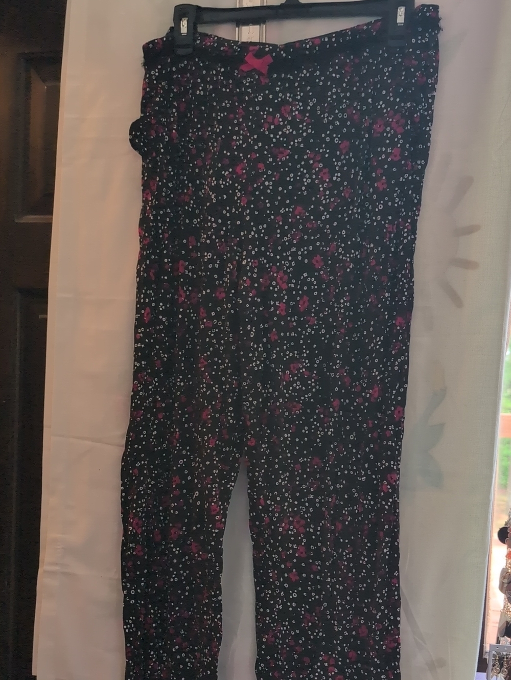 Simply Vera Vera Wang Black Floral Pajama Pants with Pink Accents
